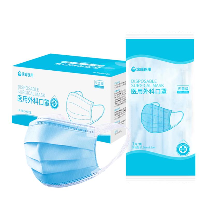 漓峰牌醫(yī)用外科口罩三層熔噴布防塵防菌舒適透氣獨(dú)立包裝